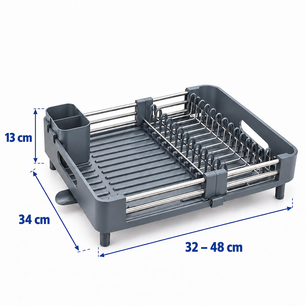 ODKAPÁVAČ šedý výsuvný nerez 48 cm - šedá, kov/plast (48/13/34cm) - Relaxdays