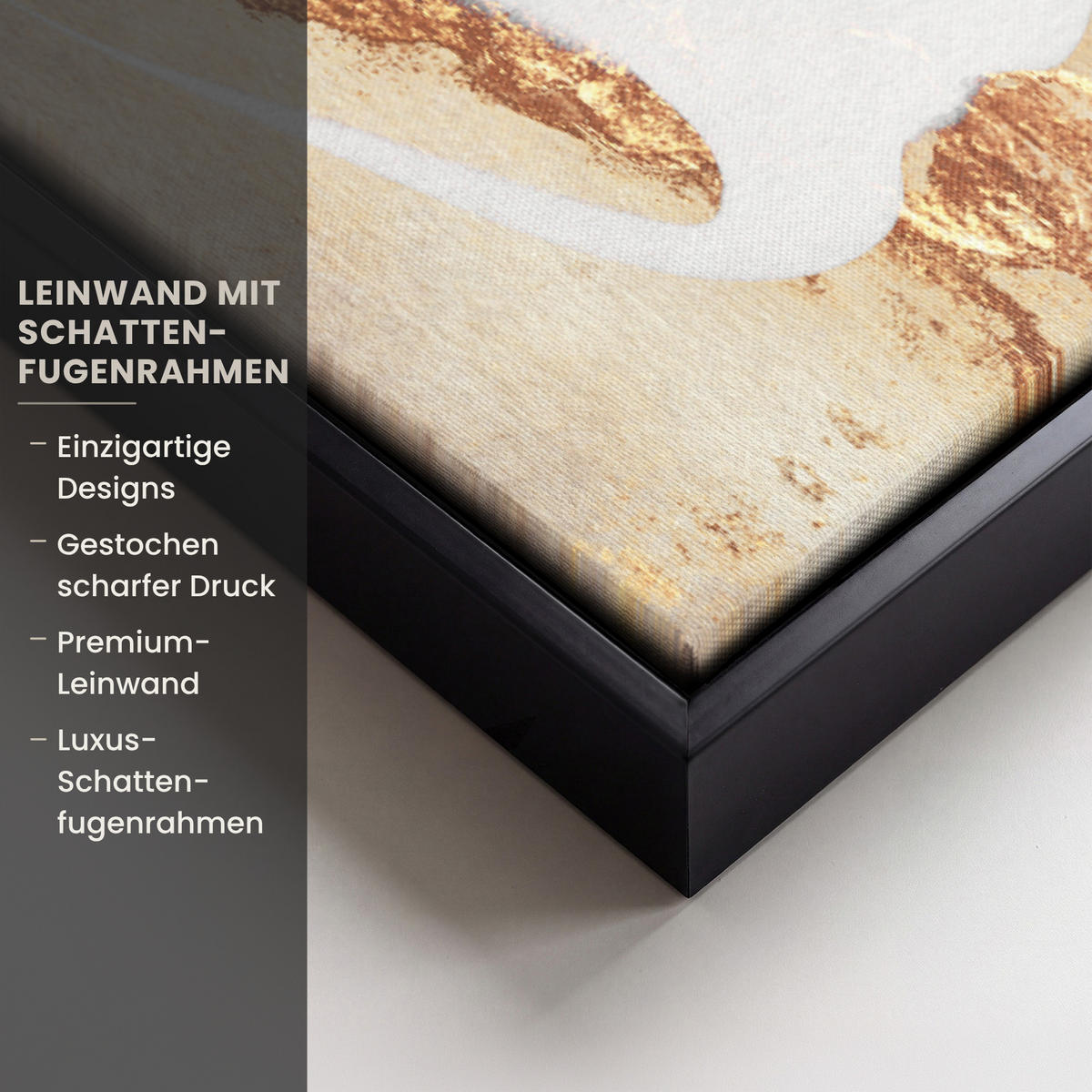 LEINWAND Bilder mit Rahmen - Luxus - Abstrakt - Gold - Weiß - 40x60 - Goldfarben, Textil (40/60cm) - MuchoWow