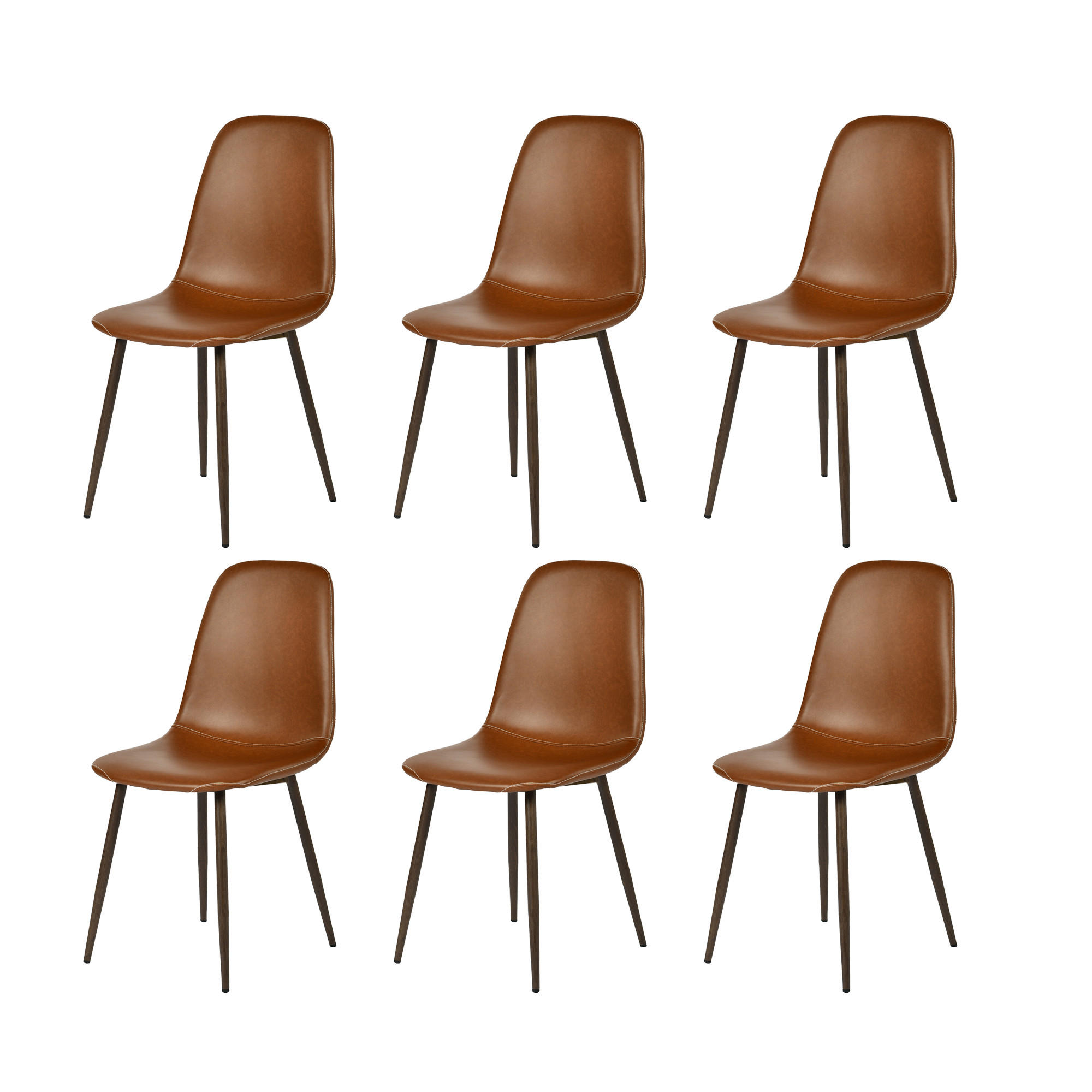 ESSZIMMERSTÜHLE 6er-Set, gepolstert, Kunstlederbezug, Braun - Braun, Metall (43/88/53cm) - Meubles Cosy