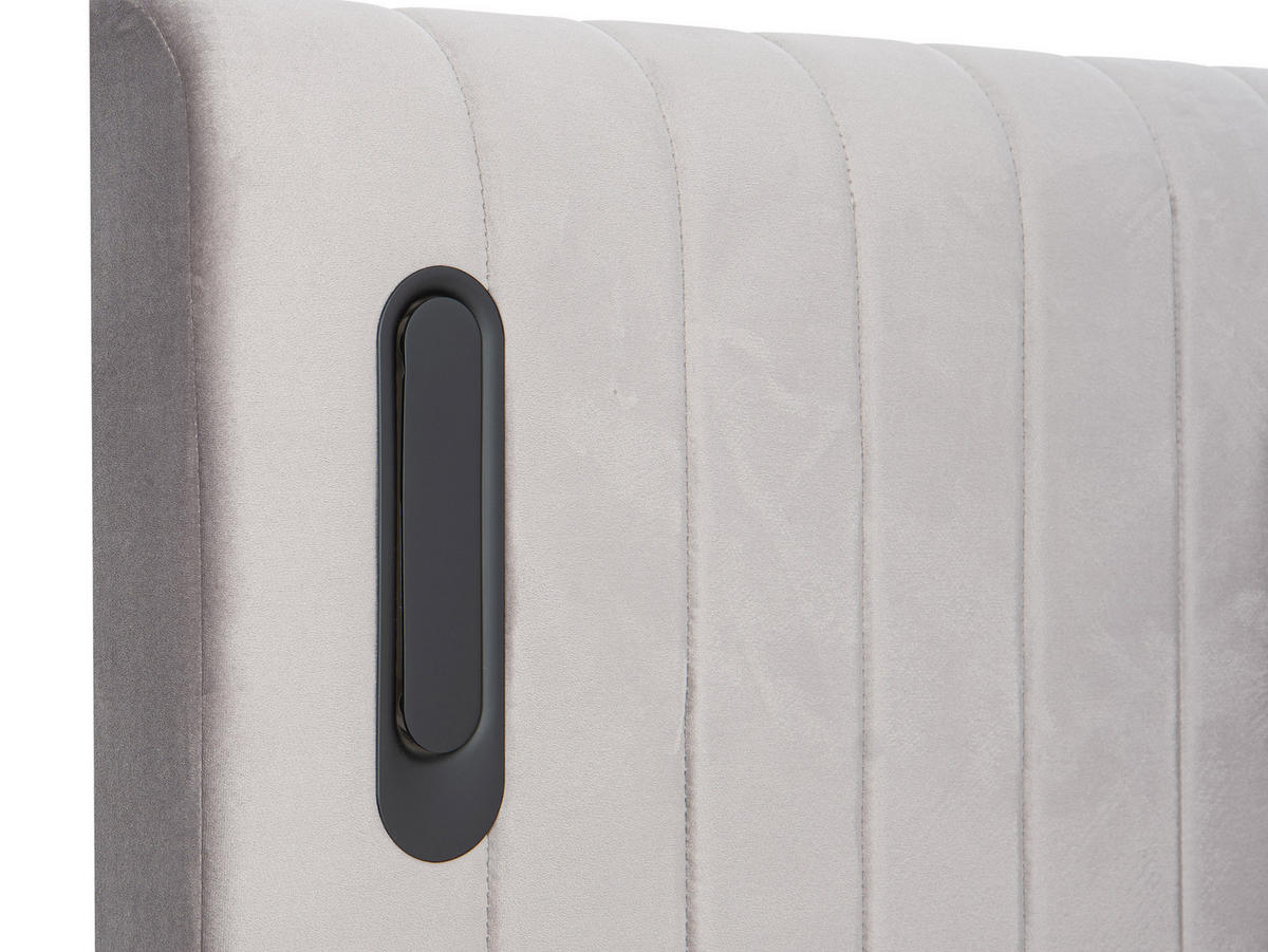 BOXSPRINGBETT FLY hellgrau 180/200 cm H2/H3 Samt - Hellgrau, Textil (180/200cm) - wonello