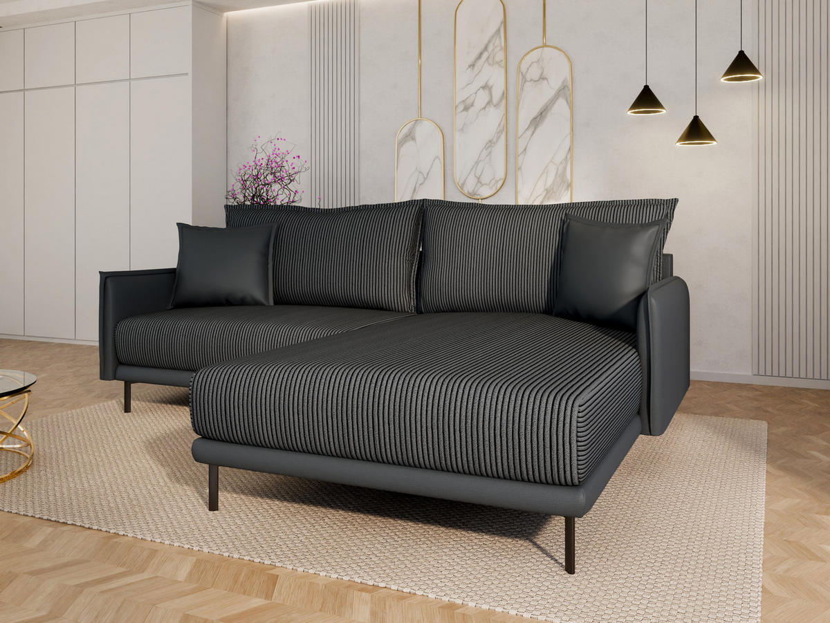 ECKSOFA Selva – modernes Design trifft auf höchsten Komfort, Schwarz - Schwarz, Holz (246/190cm) - Panda Möbel