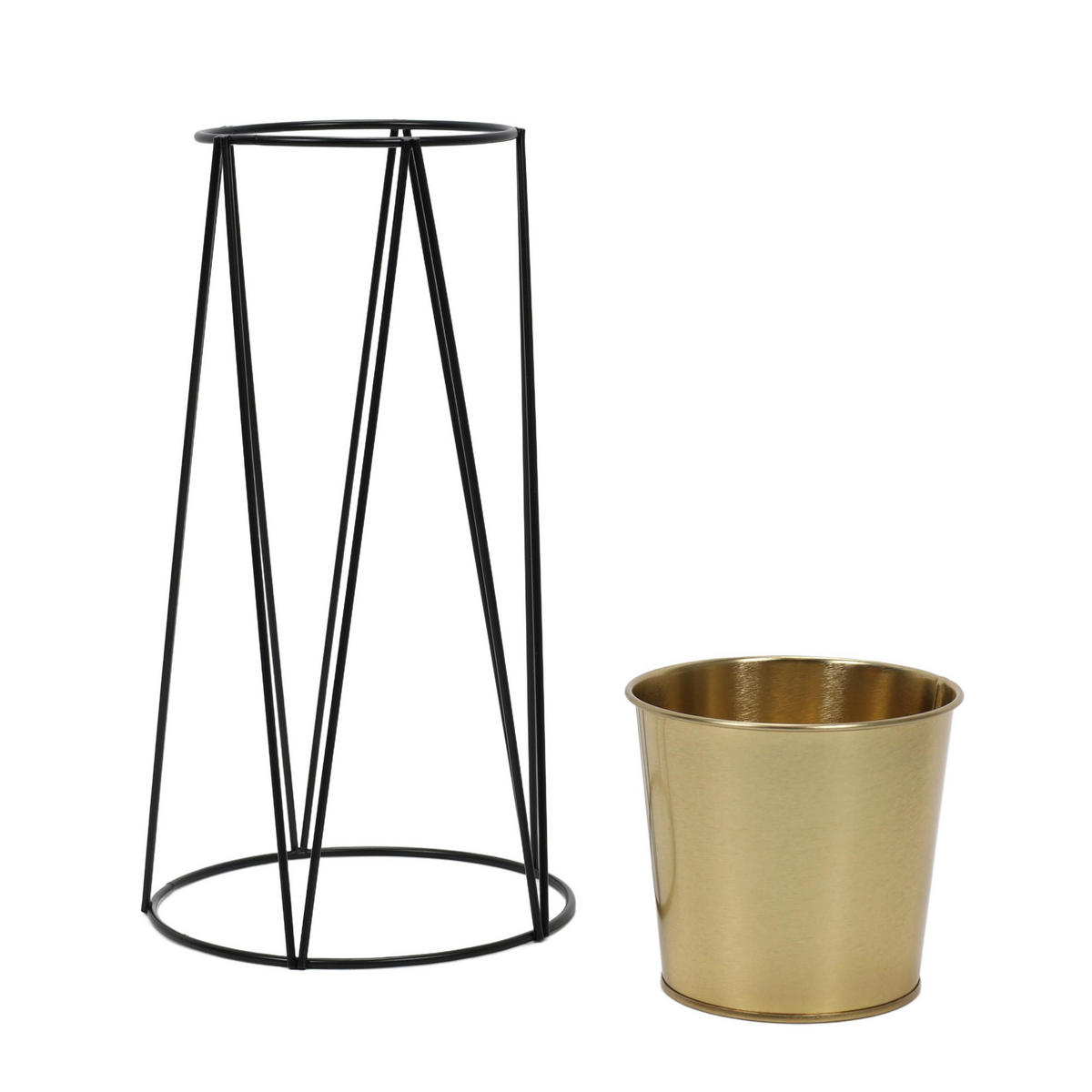 BLUMENTOPF mit Ständer - Goldfarben, Metall (16/28cm) - Home Styling Collection