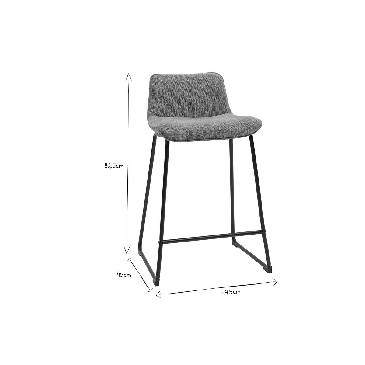 BARHOCKER Grauer Stoff Samteffekt Metall H65 cm 2er-Set BOOST - Grau, Textil (45/82.5/49.5cm) - Miliboo