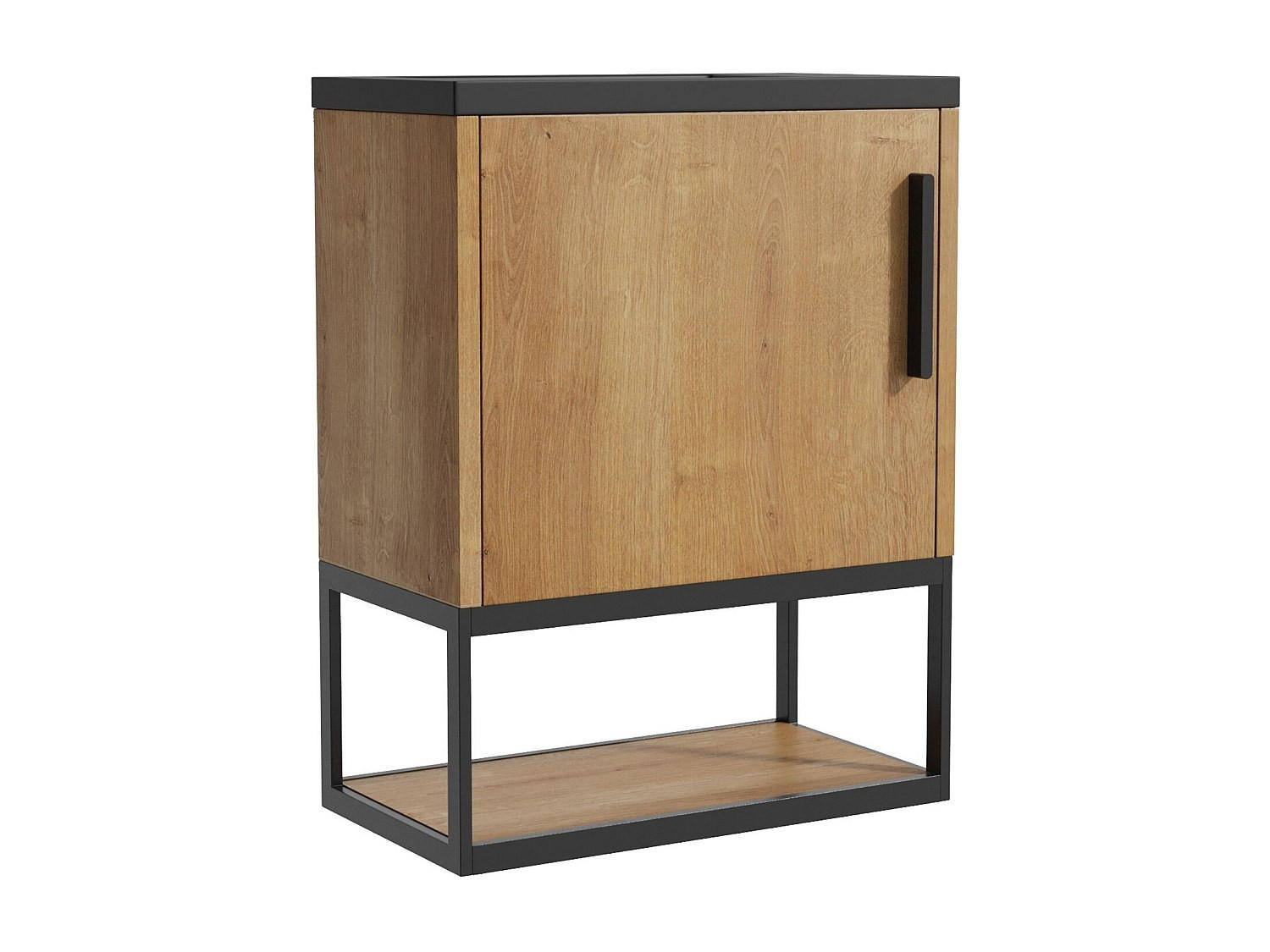 MÖBEL-HANDWASCHBECKEN - 40 cmcm x 22 cmcm - Holz, Platte - Schwarz, Naturfarben Hell - LOPENA - Schwarz/Naturfarben, Holz (40/52/22cm) - Vente-Unique