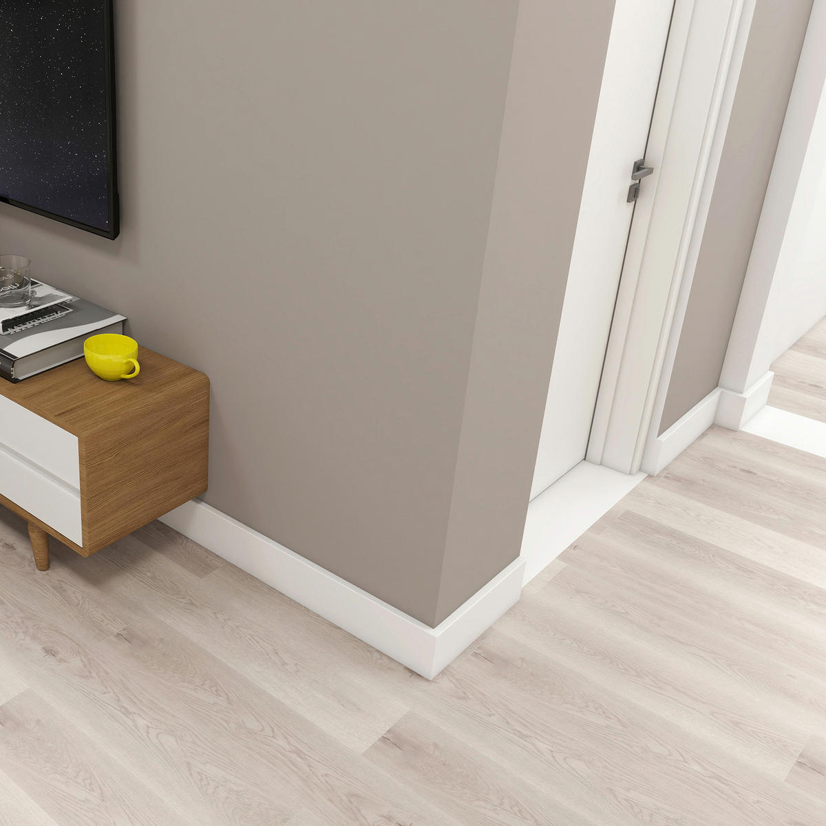 SOCKELLEISTEN-SET 8 TLG. Coevorden - Weiß, Kunststoff (195/9/1.2cm) - [neu.haus]