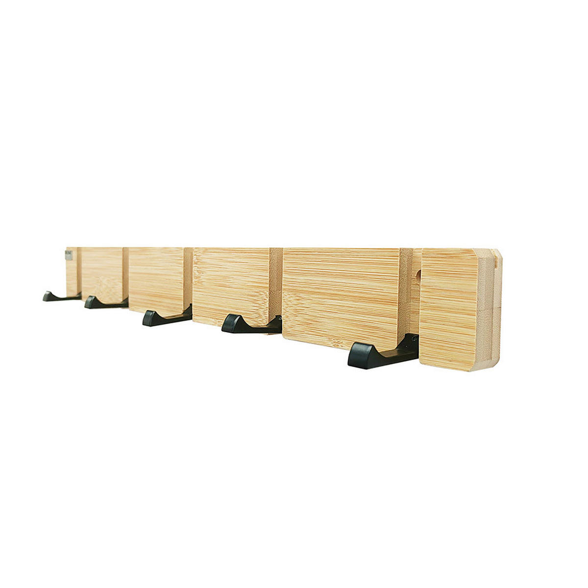 GARDEROBENLEISTE HOOK inkl. Haken und Magnete - Bambus - 8 x Haken - Naturfarben, Holz (82/5.5/2cm) - Home Deluxe