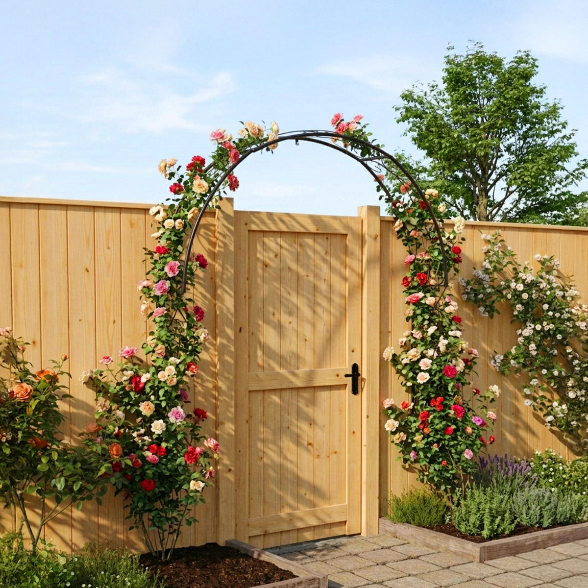 OBLOUK růží - černá, kov (100/105/21cm) - Relaxdays