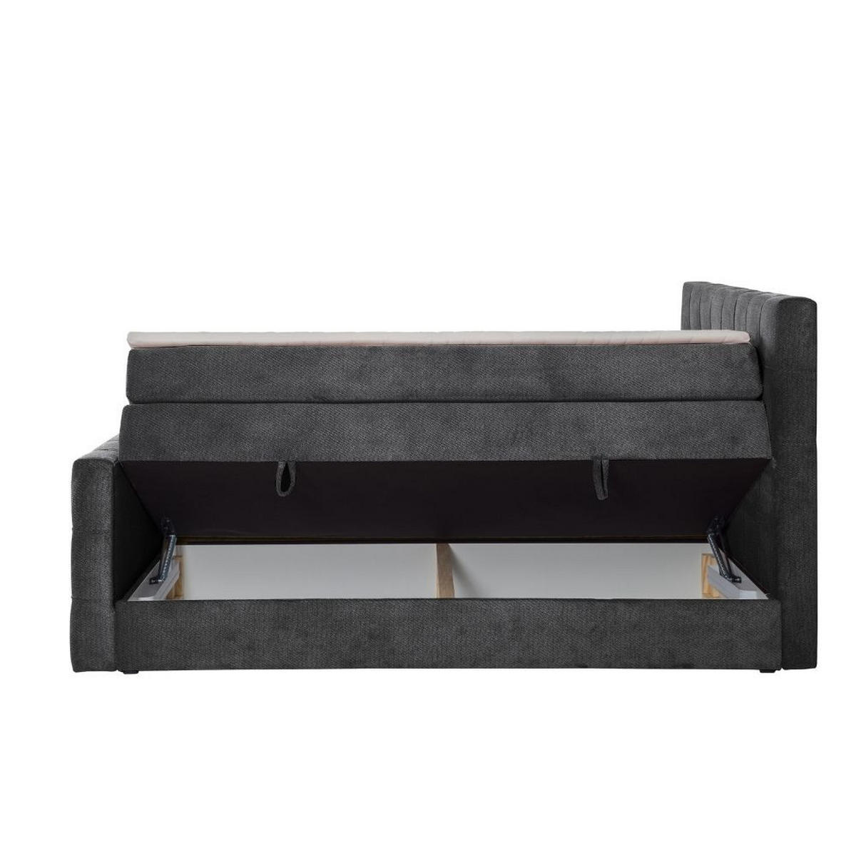 BOXBETT Royal mit Bonnelmatratze und Topper, 140x200, Grau - Grau, Holzwerkstoff/Kunststoff (140/200cm) - AN-Moebel 4u