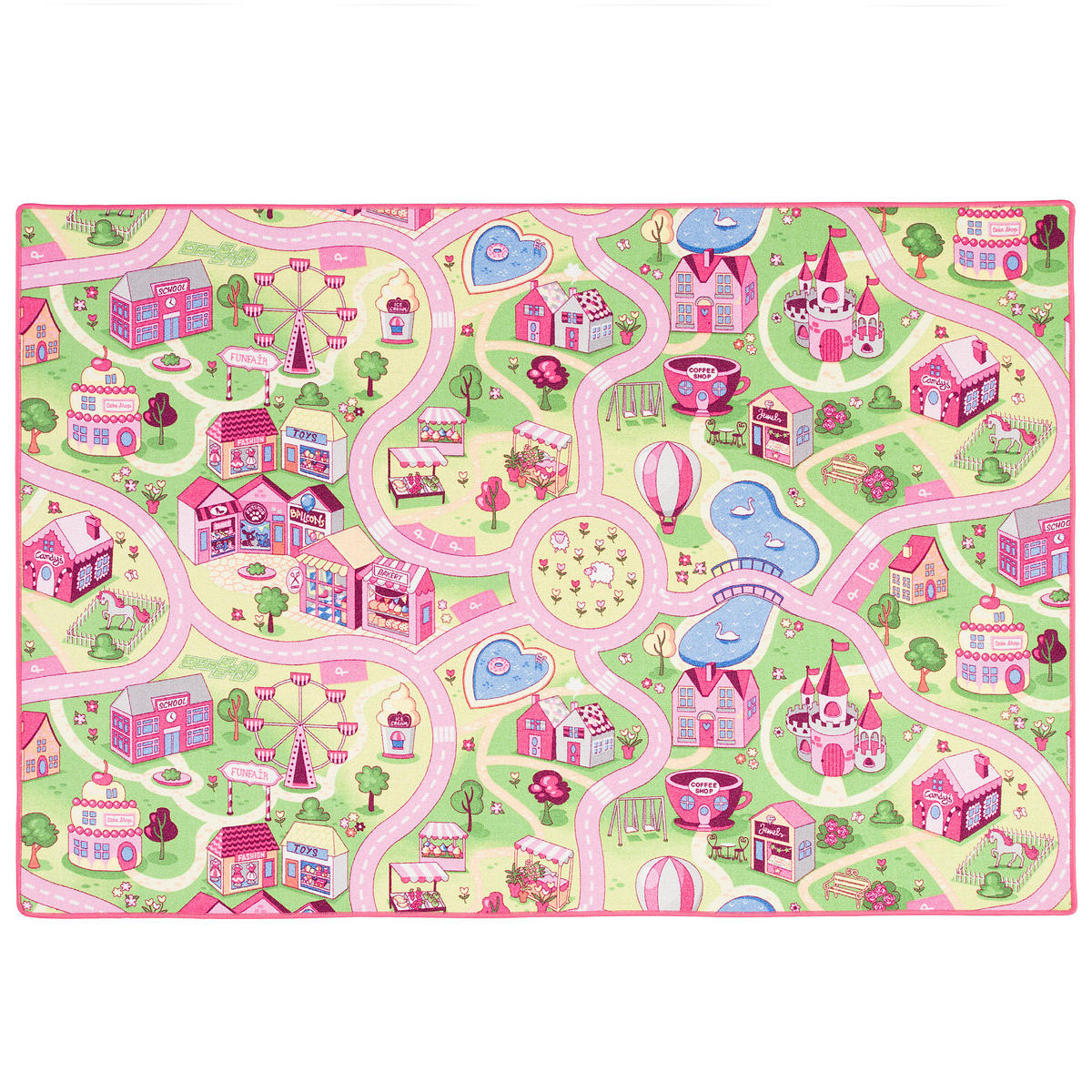 KINDER SPIEL STRASSENTEPPICH - Rosa, Textil (200/300cm) - Snapstyle