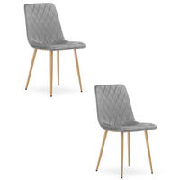 ESSZIMMERSTUHL 2-er Set TURIN hellgrauer Sitz, Beine in Holzfarbe - Eichefarben/Hellgrau, Textil (44.5/88.5/53cm) - Valora