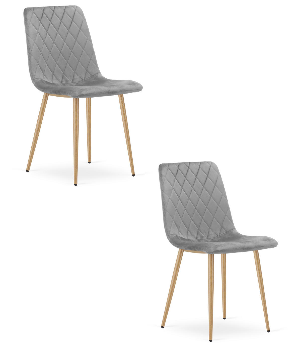 ESSZIMMERSTUHL 2-er Set TURIN hellgrauer Sitz, Beine in Holzfarbe - Eichefarben/Hellgrau, Textil (44.5/88.5/53cm) - Valora