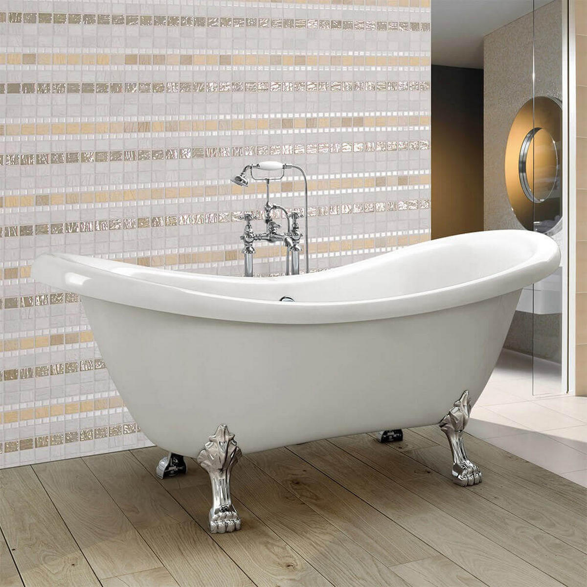 FREISTEHENDE Badewanne FAMA - 176 x 74 cm - Weiß, Keramik (176/79/74cm) - Home Deluxe