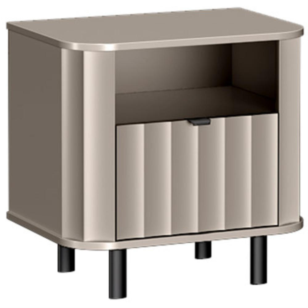 NACHTTISCH Nevada Taupe 59x41 cm - Taupe/Schwarz, Holzwerkstoff/Metall (59/57/41cm) - Beautysofa