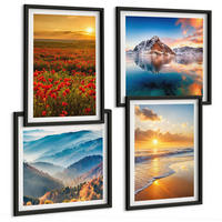 BILDER SET 4er Set - 50x50 cm & 40x60 cm Schwarzer Rahmen - Landschaften aus Bergen und Meeren im Westen - Schwarz, Kunststoff (50/50cm) - TULUP