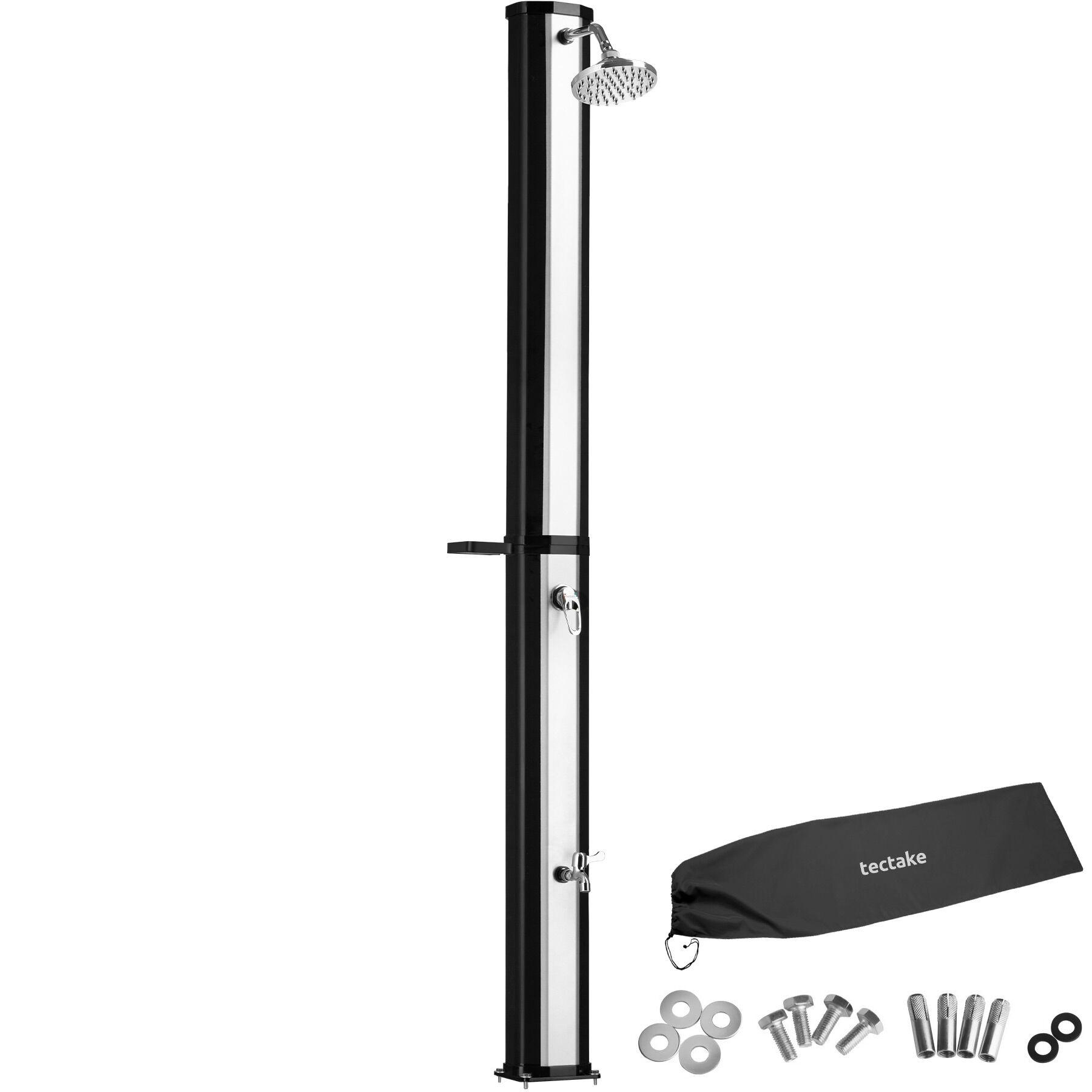 SOLARDUSCHE Ofanto, extra Wasserhahn, inklusive Schutzhülle, schwarz/silber - Silberfarben/Schwarz, Kunststoff (18/217/44.5cm) - tectake