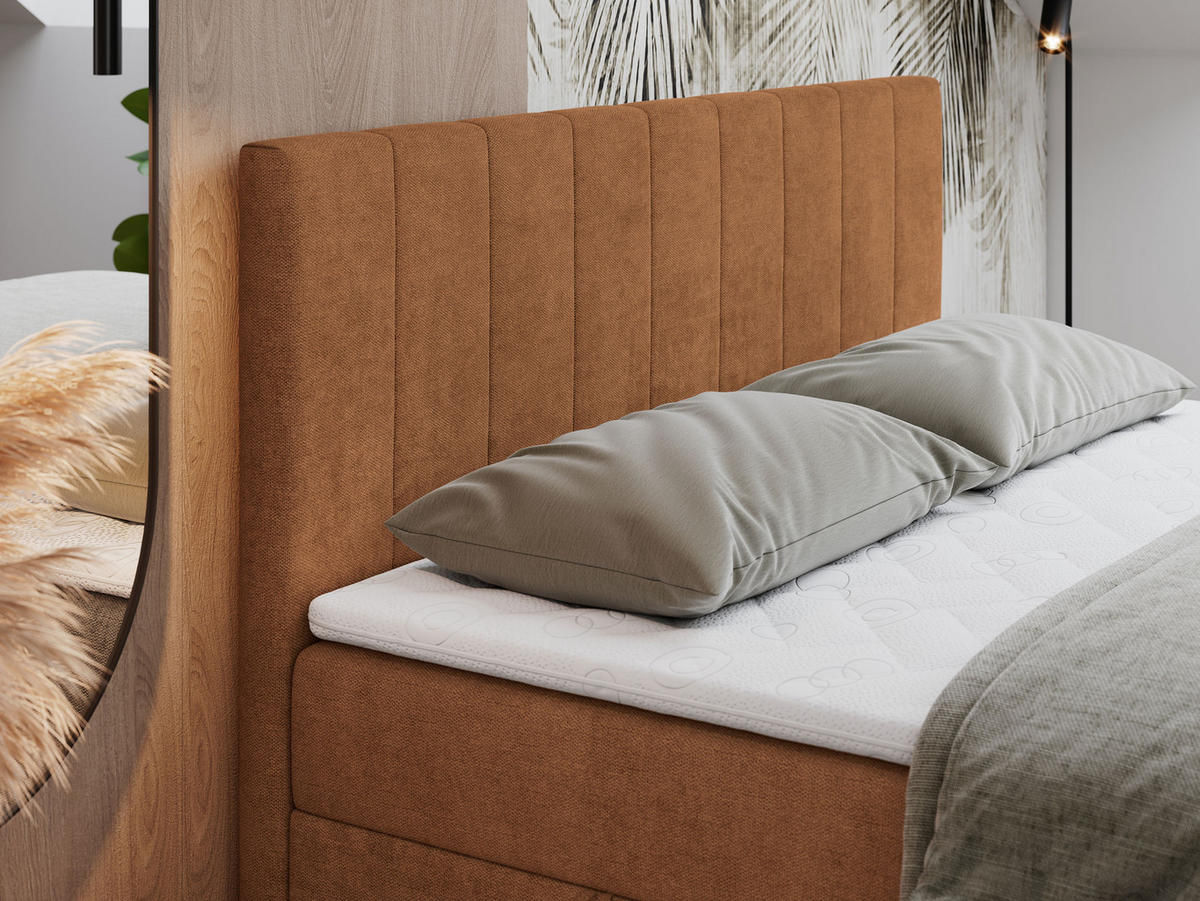 BOXBETT LOPE 120/200 - Orange Strukture - H3 - Orange, Holz/Textil (120/200cm)