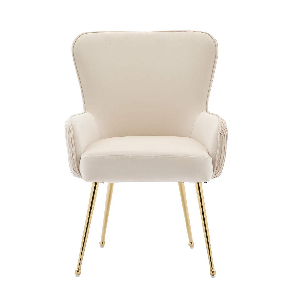 ARMLEHNSTUHL-SET DE-37009 6 Stück mit goldenen Metallbeinen Beige - Beige/Goldfarben, Metall (57.1/83/53cm) - ComfortXL