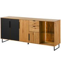 SIDEBOARD Wildeiche 180x43x79 natur geölt LINDAU #109 - Braun, Holz (180/79/43cm) - Massivmoebel24