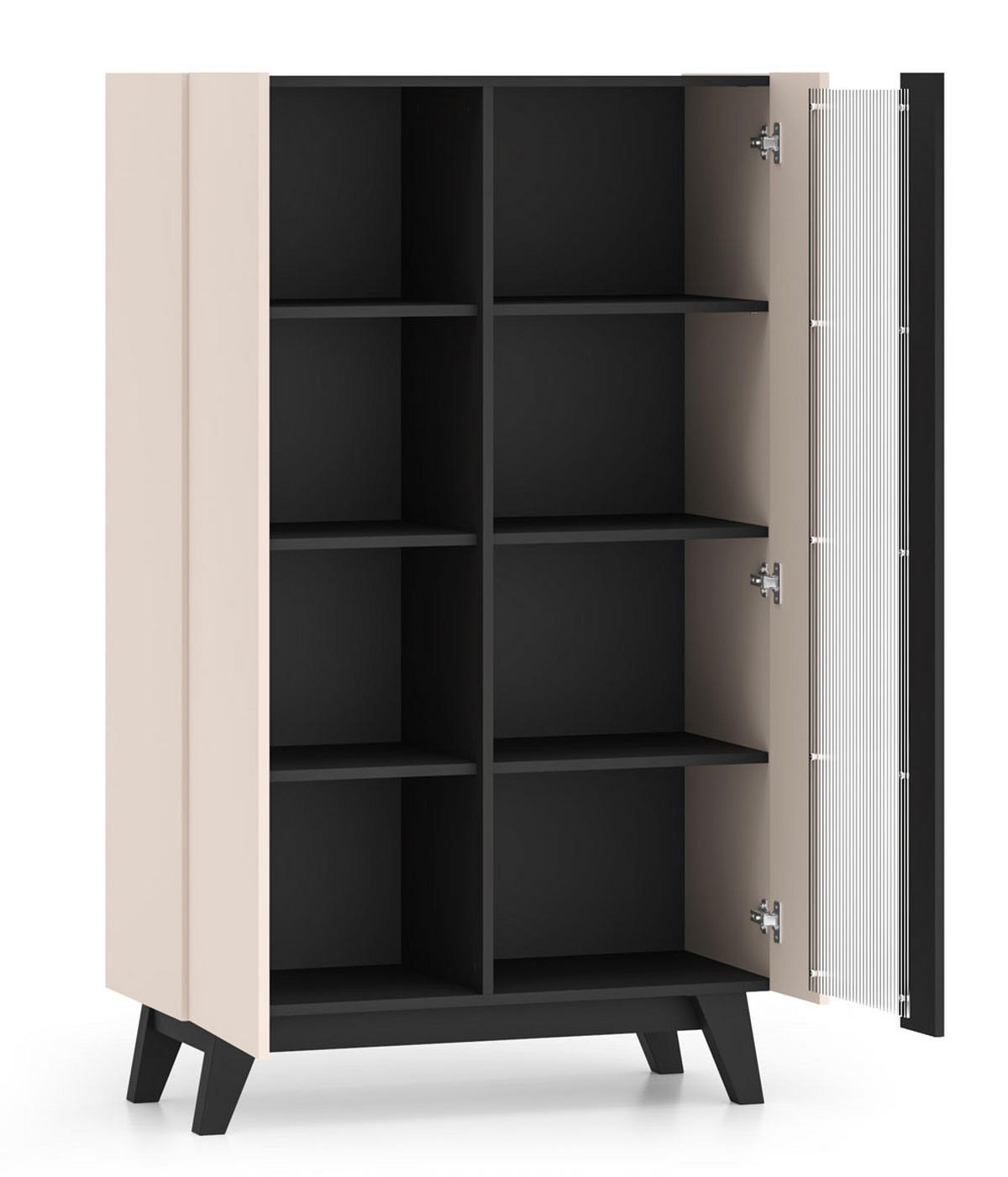 VITRINE Freshion Kaschmir / Schwarz 95 / 40 / 155cm - Multicolor/Creme, Holz/Holzwerkstoff (95/155/40cm) - Feldmann-Wohnen