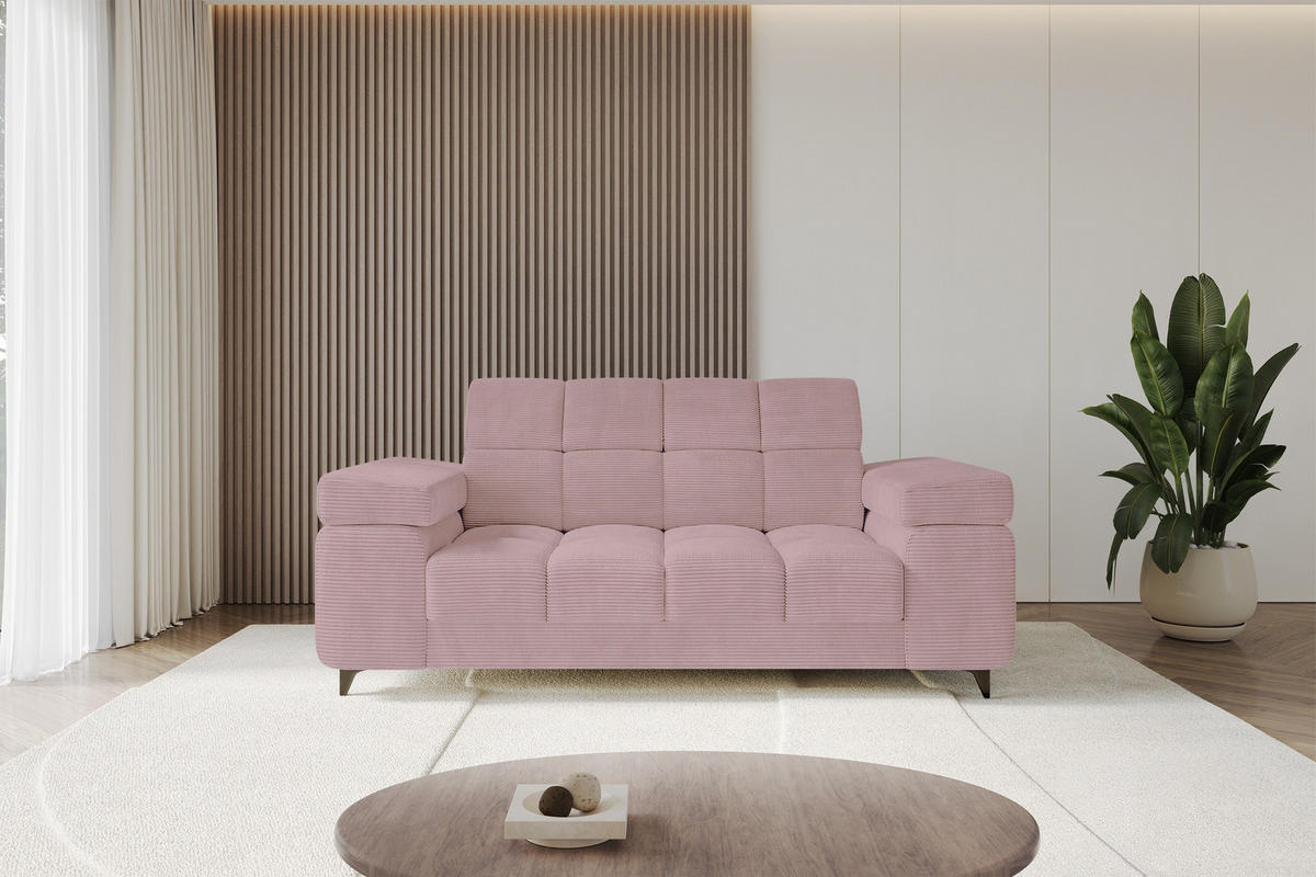 SOFA 2-Sitzer LORD-S1 194x97x90 cm Rosa Cord - Rosa, Holzwerkstoff/Textil (194/90/97cm) - ALTDECOR