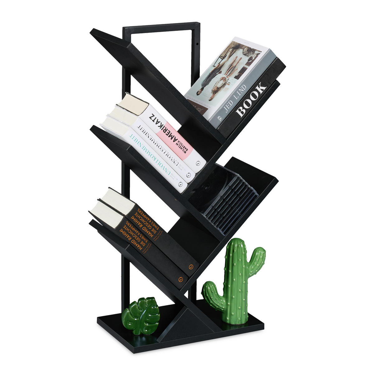 BÜCHERREGAL - Schwarz, Holzwerkstoff/Metall (40/71/21.5cm) - Relaxdays