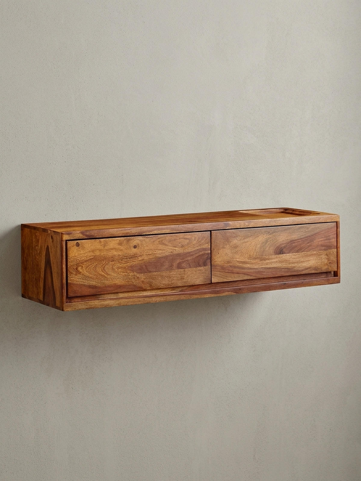 LOWBOARD Hängend Massivholz Modern Stil mit 2 Schubladen - Braun, Holz (108/25/34cm) - KADIMA DESIGN