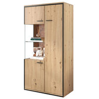 VITRINE LED 150 cm Glastür Stauraum - Naturfarben, Holz (77.5/150/40cm) - Fortuna Lai