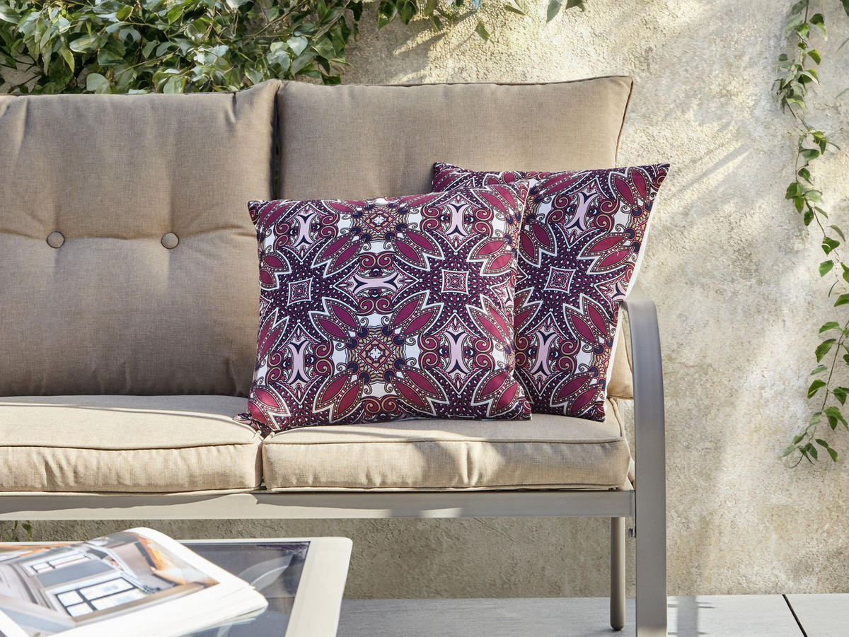 GARTENKISSEN 2er-Set Violett 45/45 cm Mirage - Pink/Violett, Textil (45/10/45cm) - Beliani