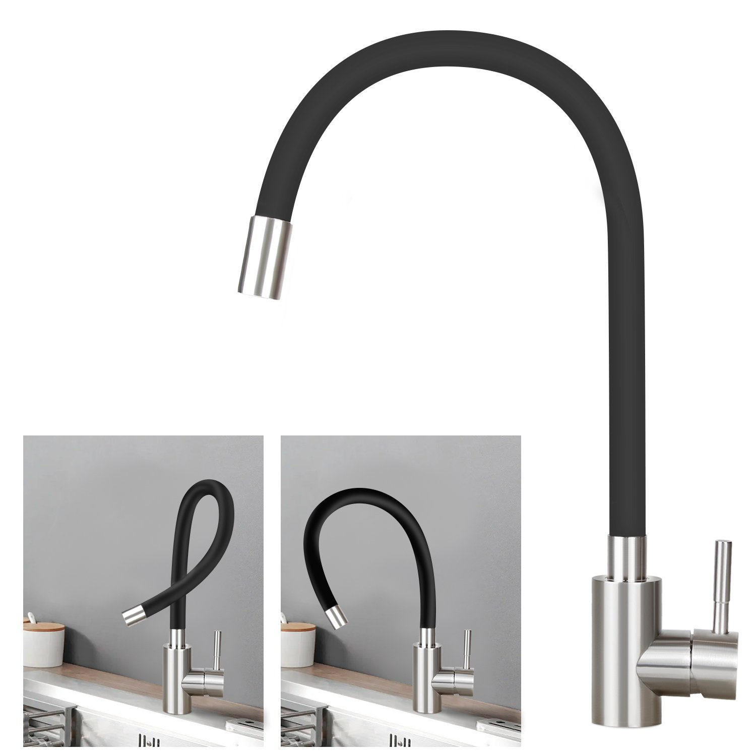 KÜCHENARMATUR Flutis 4.1/35.9/25.9 cm - Schwarz, Metall (4.1/35.9/25.9cm) - ZMH