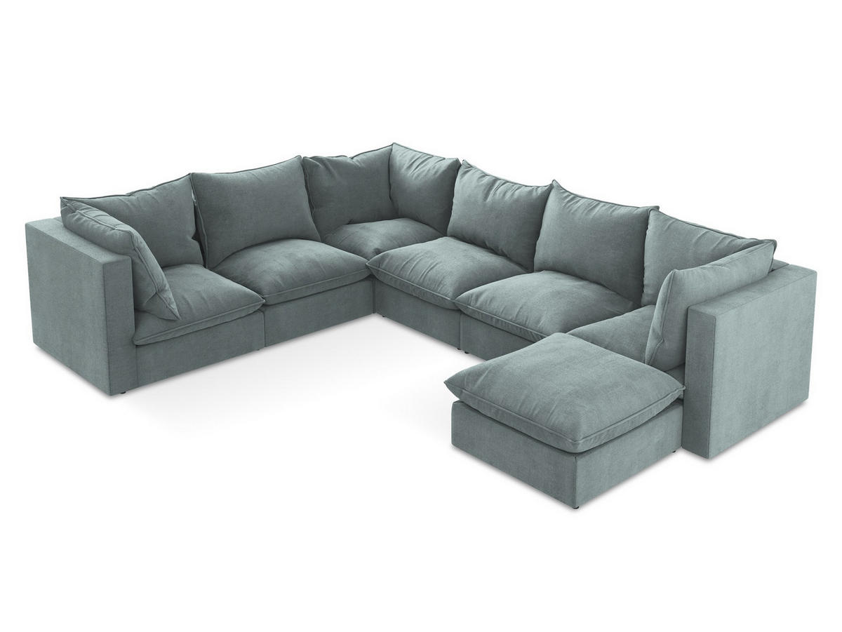 POUF Bouclé Stoff Grün - Schwarz/Olivgrün, Holzwerkstoff/Kunststoff (75/45/75cm) - Makamii