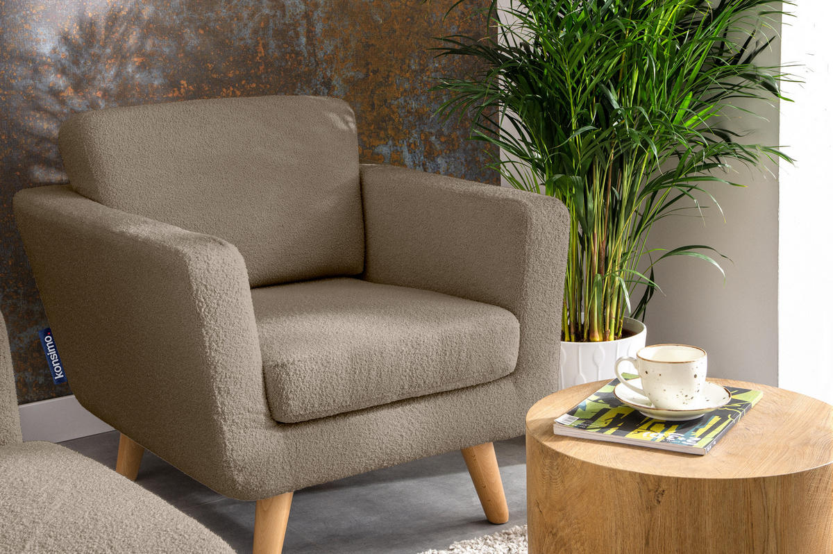 SESSEL TAGIO Massivholz-Beine, braun - Braun, Buchenholz/Textil (86/80/88cm) - KONSIMO®