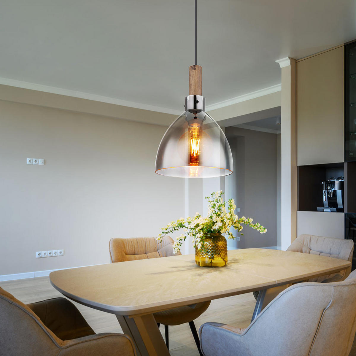 LED HÄNGELEUCHTE MATTEA Metall Grau - Grau, Glas (20/20/120cm) - Globo Lighting