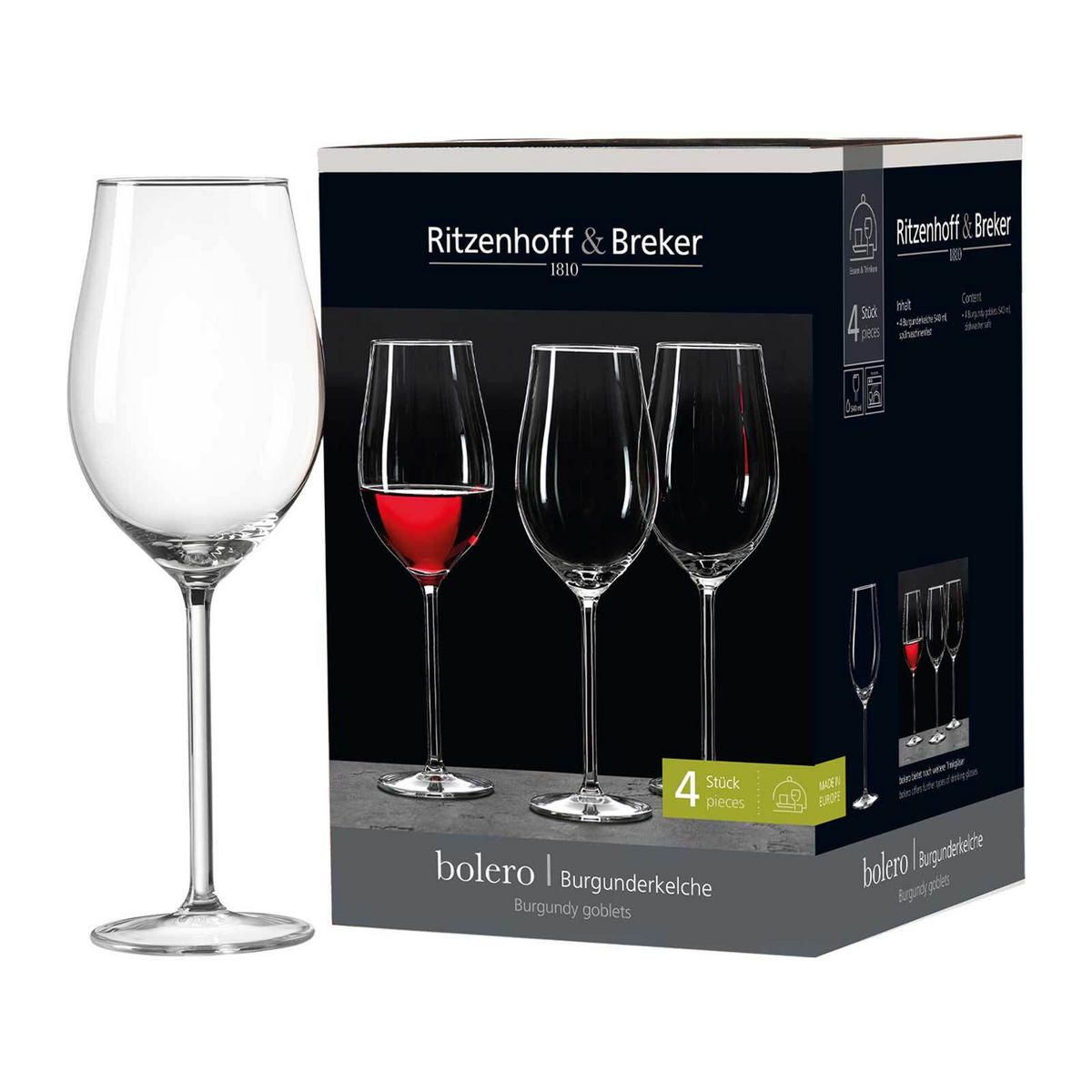 BURGUNDERGLÄSER Bolero transparent 540 ml 4er Set - Transparent, Glas (0.54L) - Ritzenhoff Breker