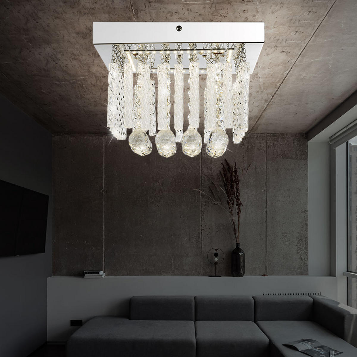 LED DECKENLEUCHTE MATHILDA Silber Chrom - Silberfarben, Glas (25/25/15cm)