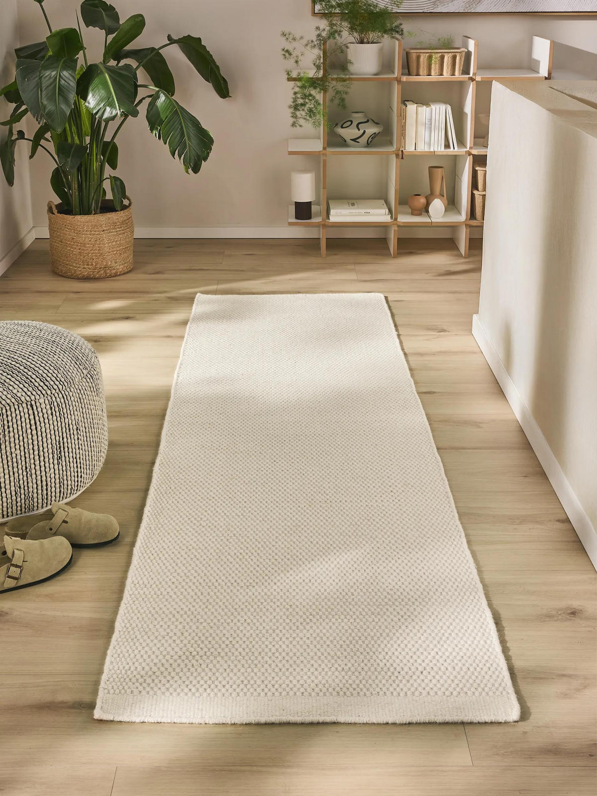 WOLLTEPPICH-LÄUFER Rocco Weiß 70x200 cm - Weiß, Naturmaterialien/Textil (70/200cm) - benuta Pure