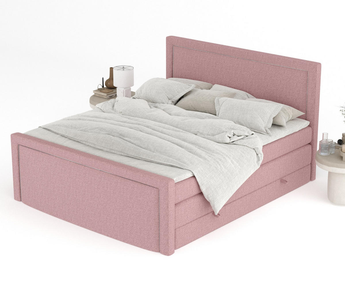BOXSPRINGBETT Lavenda Rosa 160/200 cm - Schwarz/Rosa, Holz/Holzwerkstoff (160/200cm) - Maison de Reve