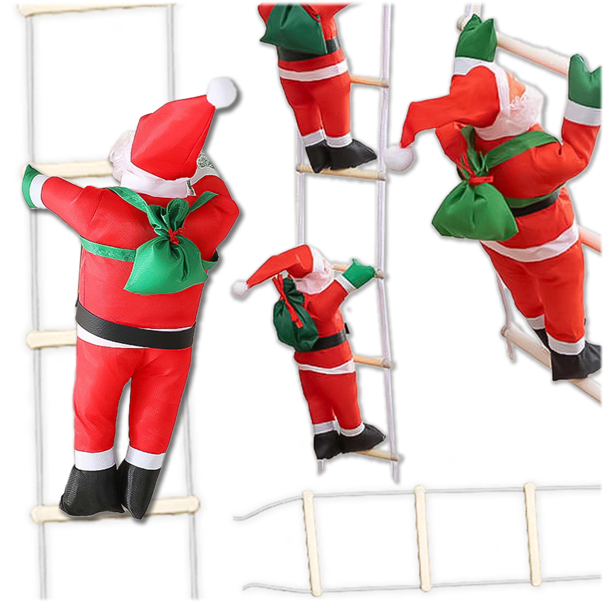 WEIHNACHTSMÄNNER auf Leiter Weihnachtsdeko - Multicolor, Kunststoff (12/100/25cm) - KRUMAD