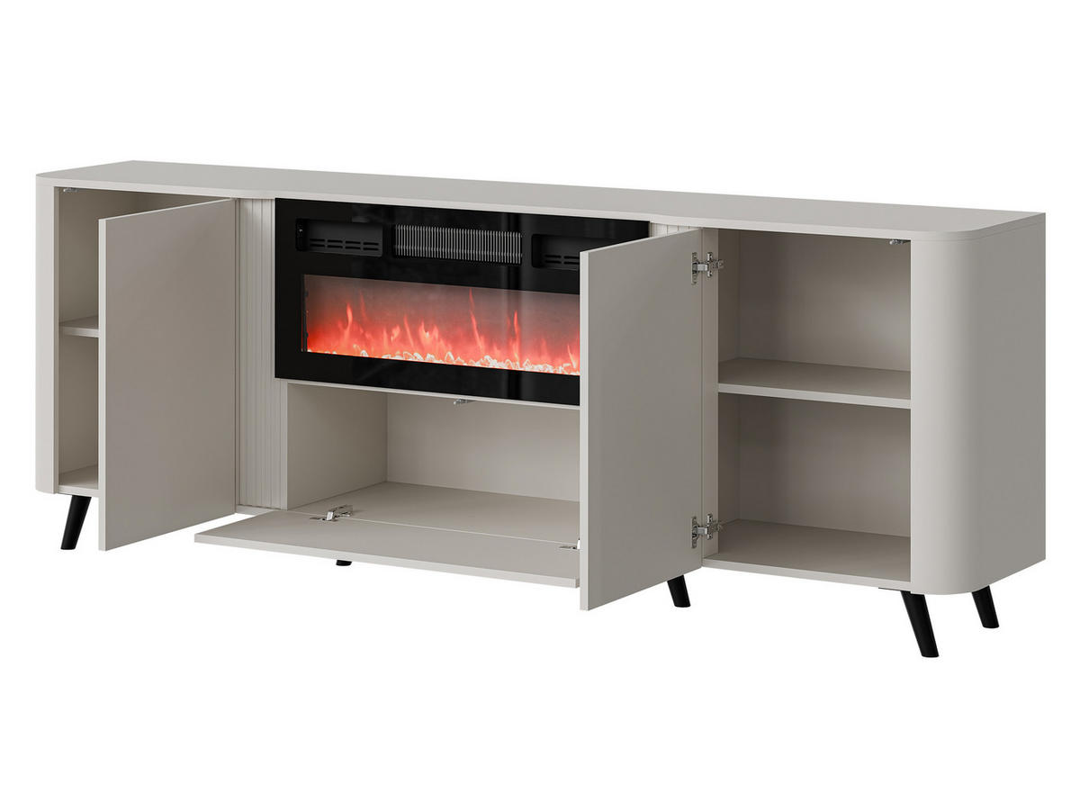 KOMMODE Volare 200 EF mit Kamin - Kaschmir/Schwarz, Holzwerkstoff/Kunststoff (200/76/39cm) - MIRJAN24
