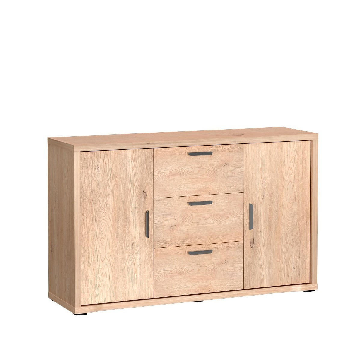KOMMODE BRESSO 139/86/40,5cm mit 3 Schubladen 2 Türen Eichefarben - Eichefarben, Holzwerkstoff (139/86/40.5cm) - MASSENO