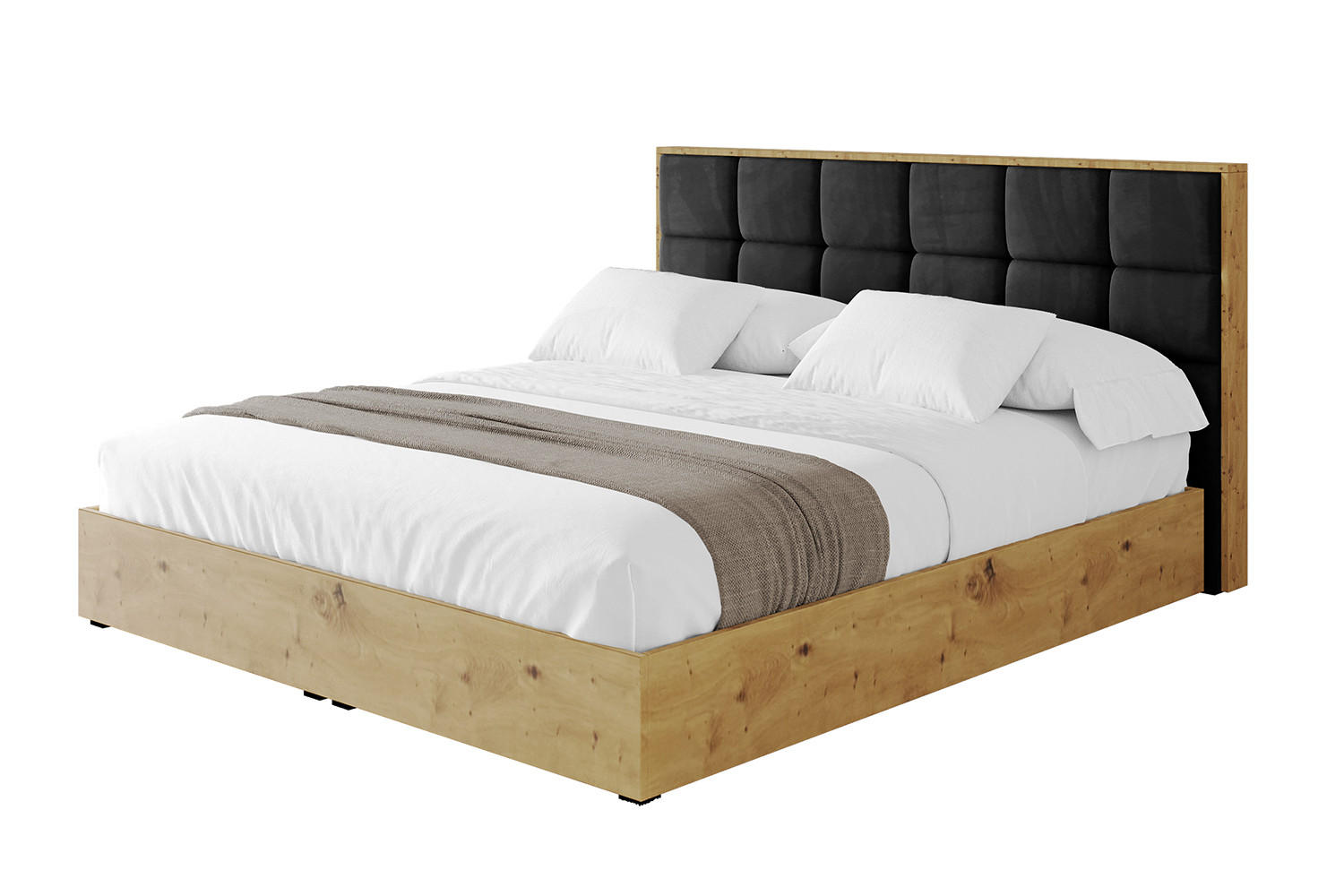 POLSTERBETT mit Bettkasten und Lattenrost, Bett mit Matratze H3/H4 - ENZO2 140x200 Schwarz - Schwarz, Holzwerkstoff/Textil (140/200cm) - ALTDECOR