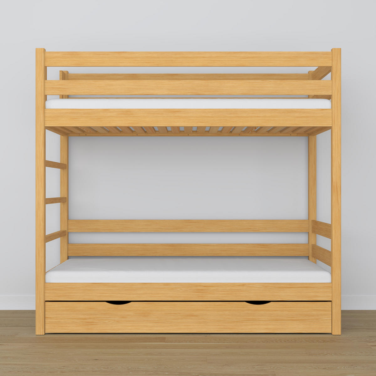 ETAGENBETT N03 mit Schublade Naturkiefer 90/190 - Hellbraun, Naturmaterialien/Holz (90/190cm) - N-Wood