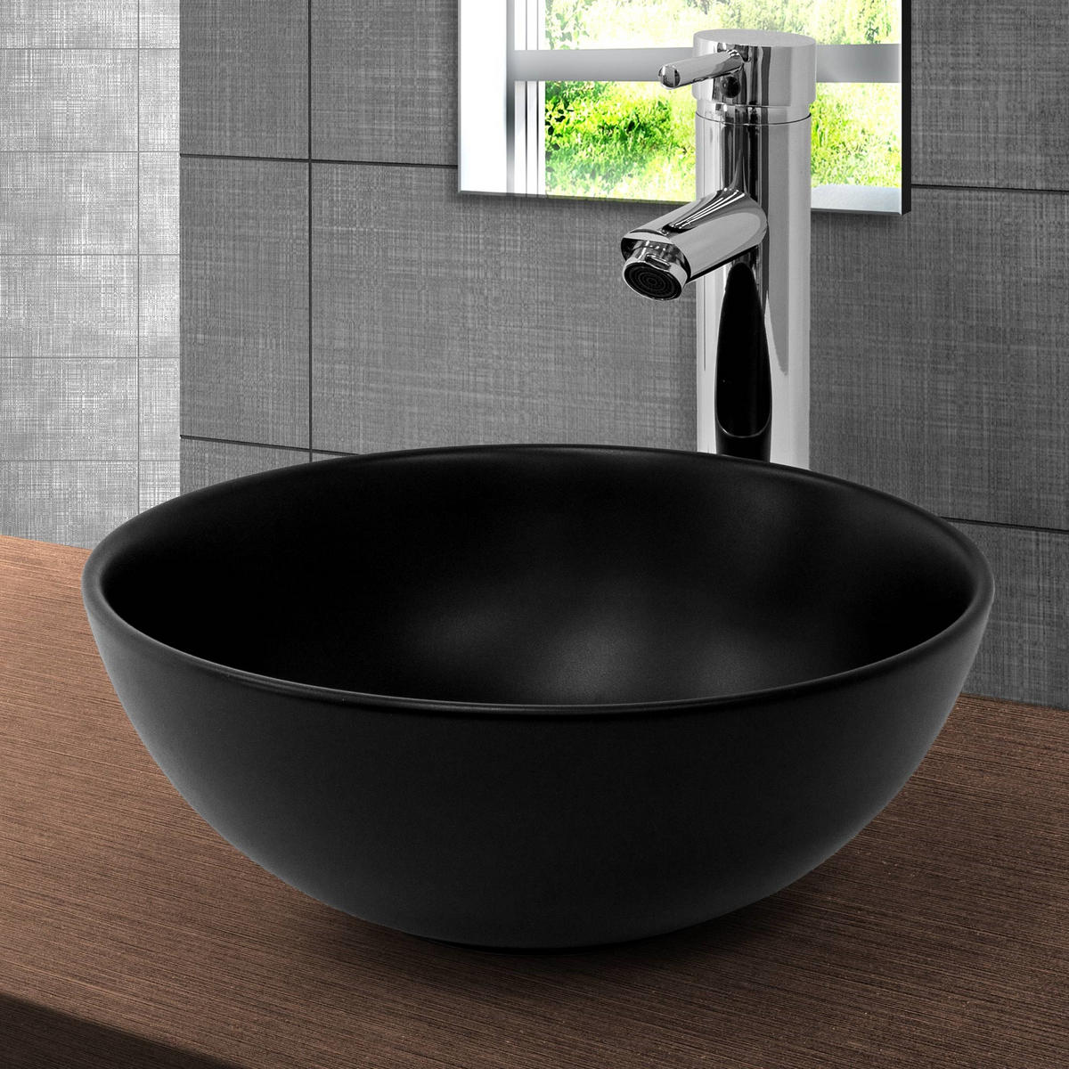 WASCHBECKEN - Schwarz, Keramik (32/13.5/32cm) - ML-DESIGN