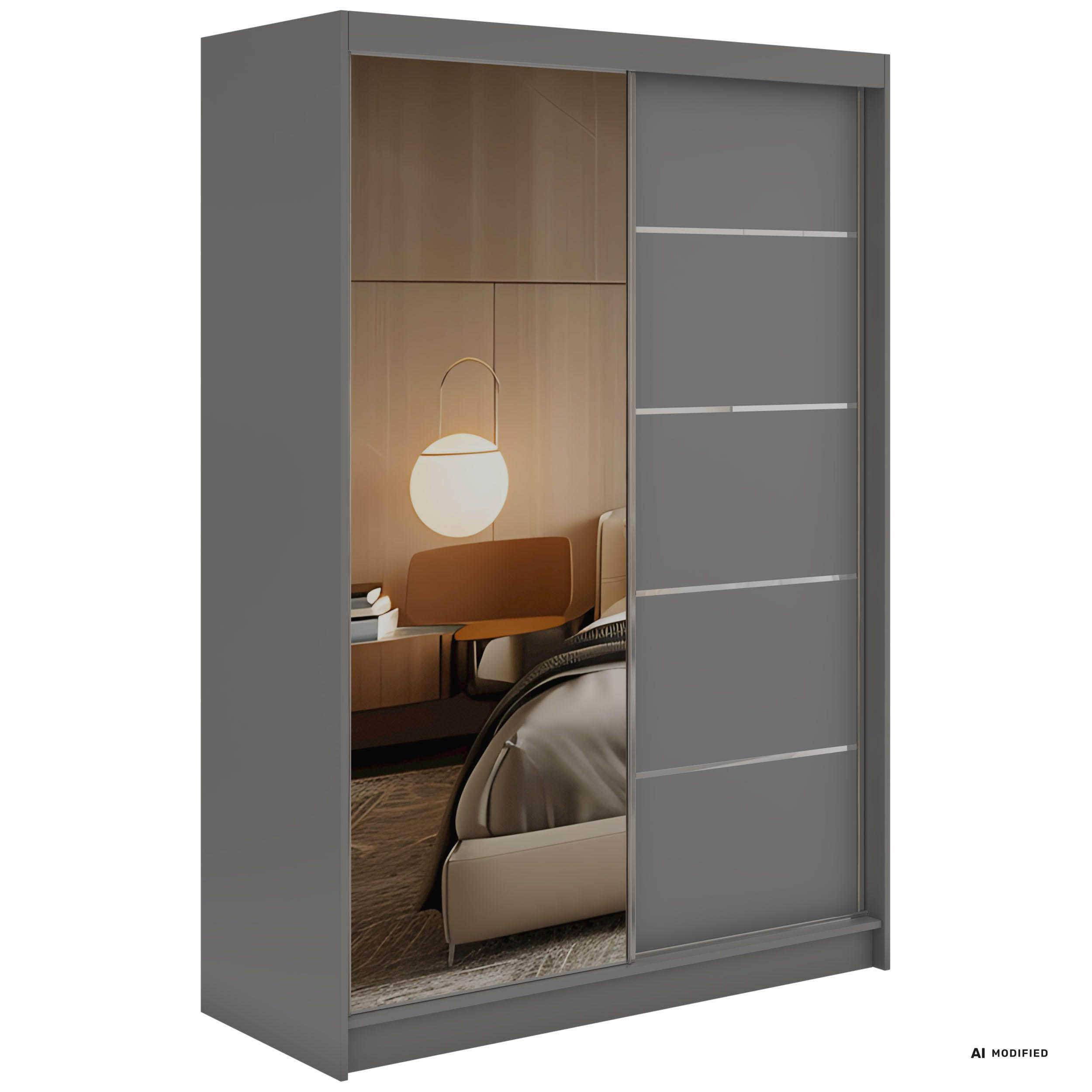 MKS Schwebetürenschrank Grau 150x216x61 cm