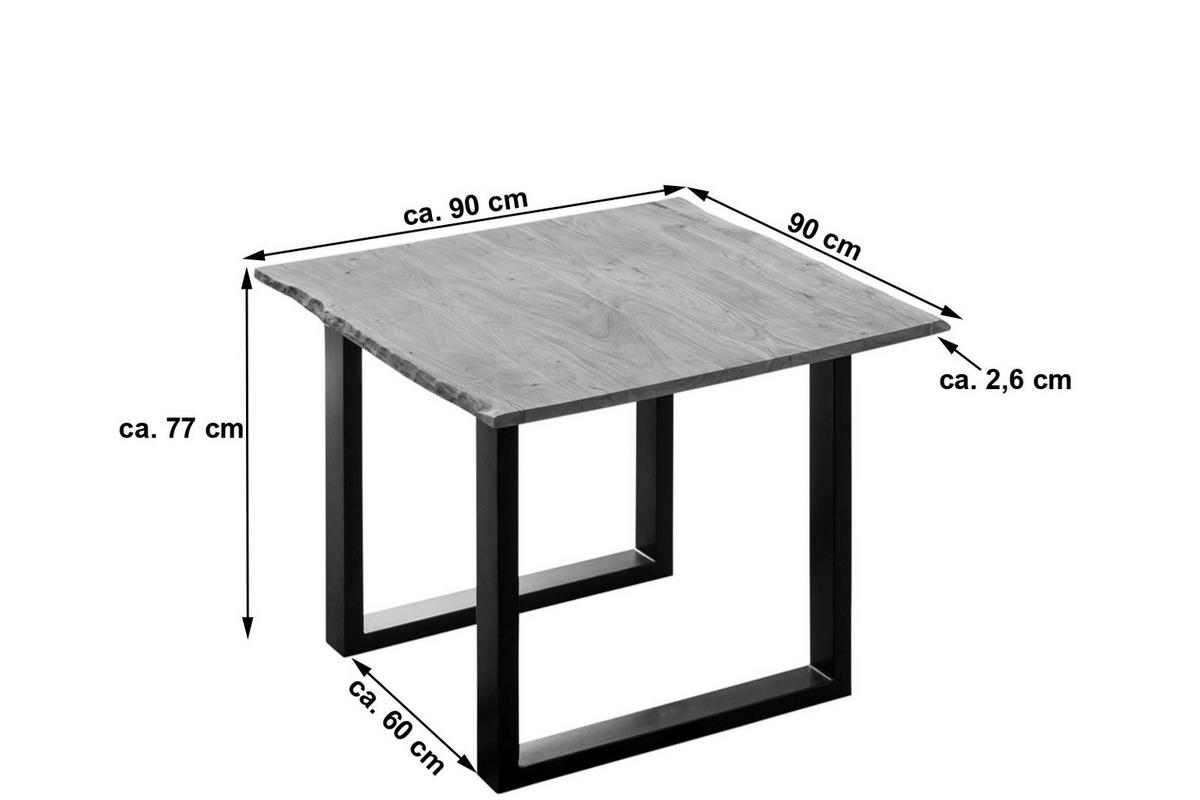ESSTISCH LAURINA - Beige/Schwarz, Holz/Metall (90/90/77cm) - SAM