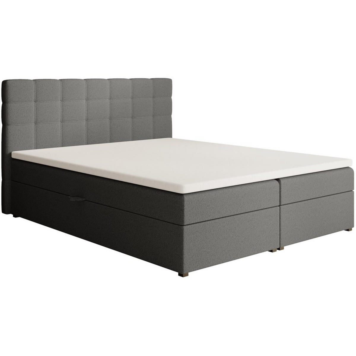 POLSTERBETT Topiq I 164/203/103 dunkelgrau, Bouclé-Stoff - Dunkelgrau, Holzwerkstoff (160/200cm) - Beautysofa