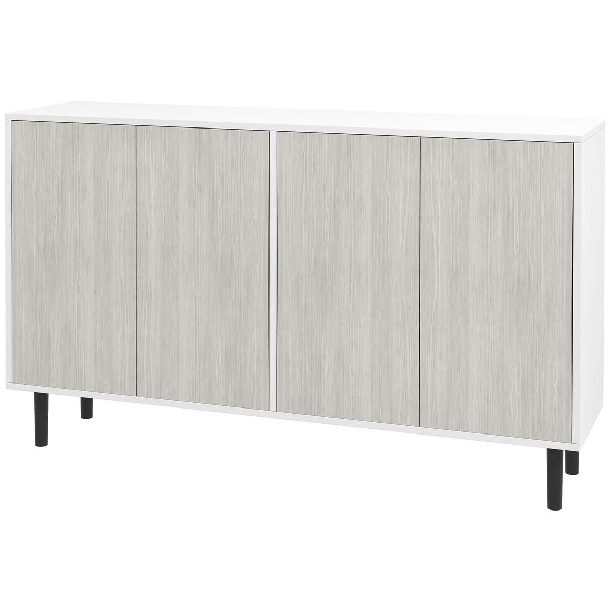 SIDEBOARD Weiß und Grau in Holzoptik, 121/37/75 cm - Grau, Holz (121/75/37cm) - PANGIVO