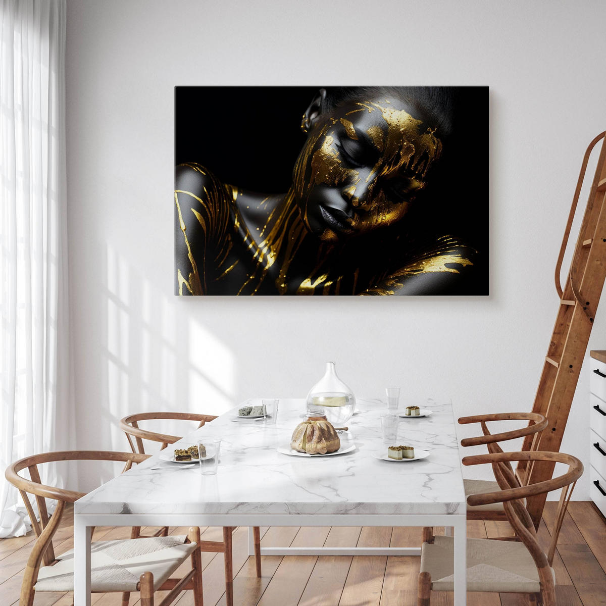 LEINWANDBILD abstraktes Porträt Frau Glamour Stil 30cm x 20cm - Beige/Gelb, Textil (30/20cm) - Muralo