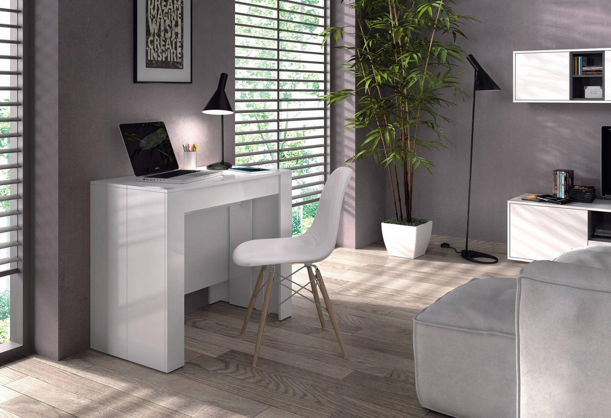 TISCH Ausziehbar Holzeffekt Glänzendes Weiß 51/90/78 cm - Weiß, Holzwerkstoff (90/78/51cm) - DMORA