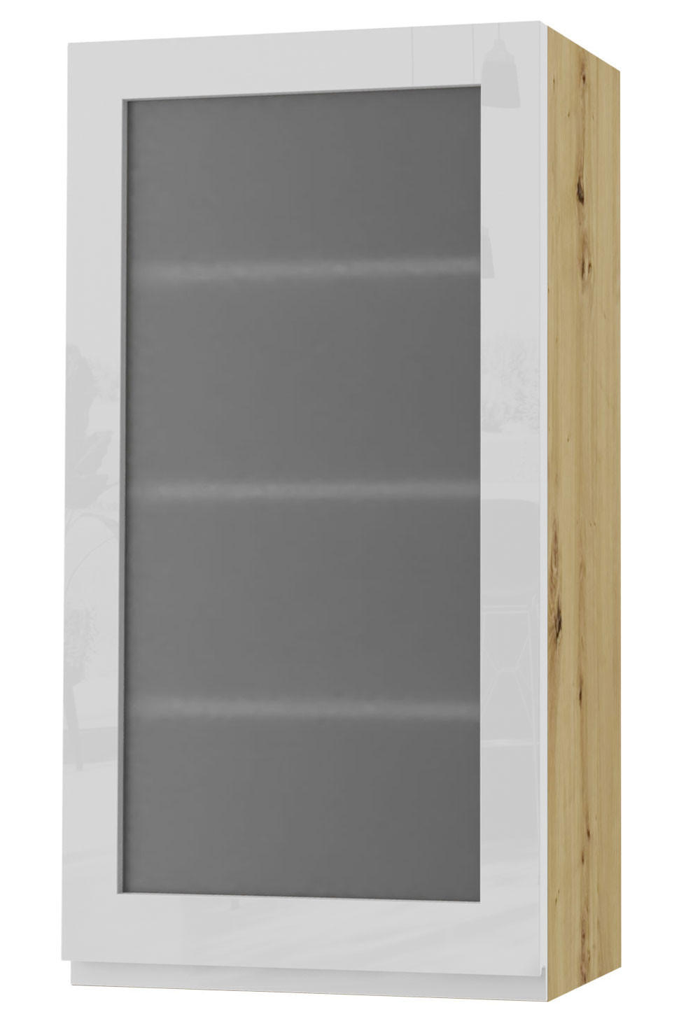 HÄNGESCHRANK Florence W4S/50 Eiche Artisan / RAL 9003 signalweiß HG 50 / 32,5 / 96cm - Türanschlag links - Weiß Hochglanz/Eiche Artisan, Holz/Holzwerkstoff (50/96/32.5cm) - Feldmann-Wohnen