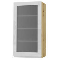 HÄNGESCHRANK Florence W4S/50 Eiche Artisan / RAL 9003 signalweiß HG 50 / 32,5 / 96cm - Türanschlag links - Weiß Hochglanz/Eiche Artisan, Holz/Holzwerkstoff (50/96/32.5cm) - Feldmann-Wohnen